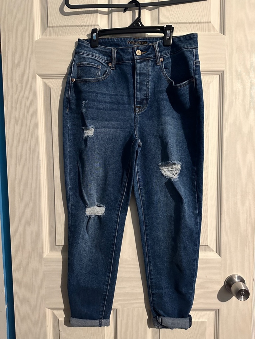 Maurices Ripped Dark Blue Boyfriend Jeans
